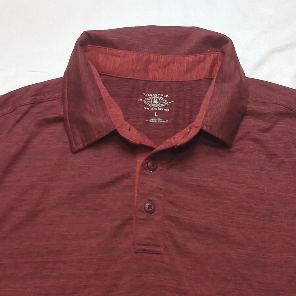 G.H. Bass Shirt Men's Large Maroon Short Sleeve Hard Service Polo Men Casual.